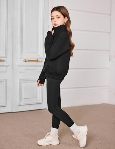 Arshiner Girls Half Zip Sweatshirt Fleece Quarter Zip Pullover Sweatshirts Fall Clothes For Teen Girls Thumb Hole