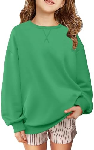 Arshiner Girls Oversized Striped Crewneck Sweatshirt Long Sleeve Color Block Pullover Tops Fall Casual Clothes 5-14 Years