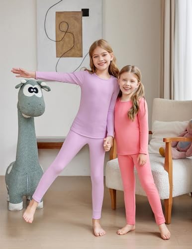 Arshiner Girls Thermal Underwear Set Long Johns Cold Weather Kids Base Layer Top Bottom