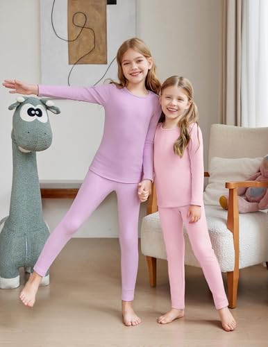 Arshiner Girls Thermal Underwear Set Long Johns Cold Weather Kids Base Layer Top Bottom