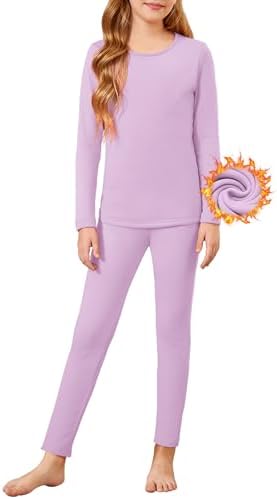 Arshiner Thermal Underwear for Kids Long Johns Fleece Lined Girls Base Layer Top Bottom Cold Winter Clothes