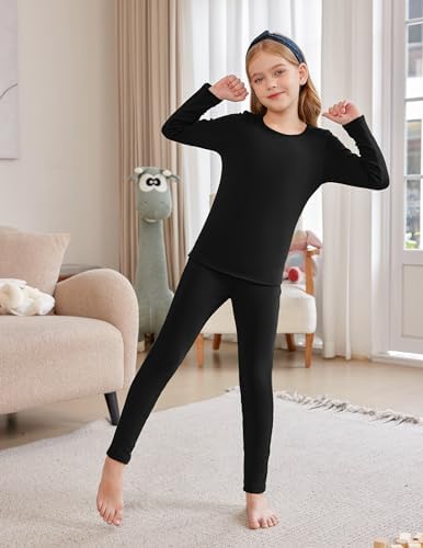 Arshiner Thermal Underwear For Kids Long Johns Fleece Lined Girls Base Layer Top Bottom Cold Winter Clothes