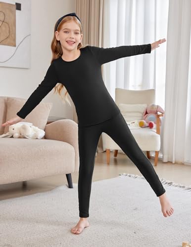 Arshiner Thermal Underwear For Kids Long Johns Fleece Lined Girls Base Layer Top Bottom Cold Winter Clothes