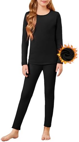 Arshiner Thermal Underwear for Kids Long Johns Fleece Lined Girls Base Layer Top Bottom Cold Winter Clothes