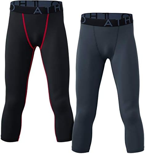 ATHLIO Boy's UPF 50+ Compression Pants Baselayer Cool Dry Active Running Tights 4-Way Stretch Workout Leggings
