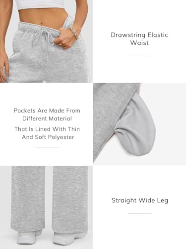 ATHMILE Womens Sweatpants 2025 Fall Baggy Wide Leg Sweatpant Fleece Lined Straight Leg Sweat Pants