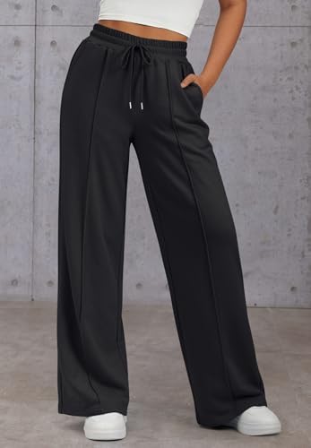 ATHMILE Womens Wide Leg Sweatpants High Waisted Baggy Pants Fashion Teen Girl Drawstring Athletic Joggers