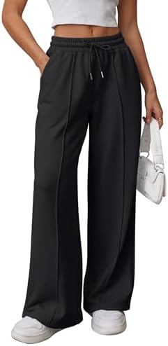 ATHMILE Womens Wide Leg Sweatpants High Waisted Baggy Pants Fashion Teen Girl Drawstring Athletic Joggers