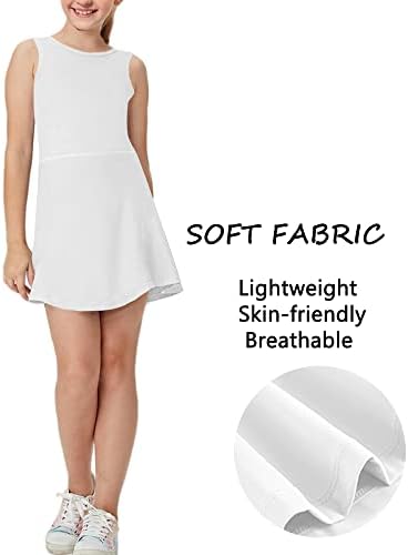 Aurgelmir Girls Crewneck Sleeveless Tennis Dresses Kids Workout Cute Outfits Tank Golf Dresses With Shorts Pocket