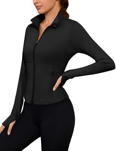 Avoogue Women Lightweight Active Jacket Full Zip Workout Running Yoga Athletic Outerwear With Pockets