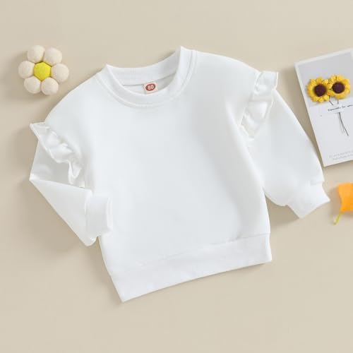 Baby Girl Boy Sweatshirts Toddler Trendy Solid Color Crew Neck Long Sleeve Pullovers Child Loose Top