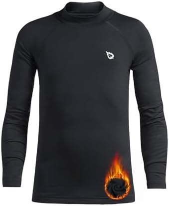 baleaf Boys Thermal Compression Shirts Youth Long Sleeve Fleece Base Layer Soccer Football Cold Gear