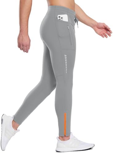 baleaf Men's Thermal Running Tights Winter Cycling Pants Fleece Lined Compression Leggings Zipper Pockets Cold Weather Gear