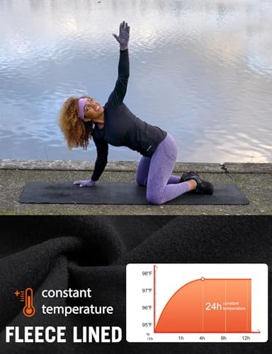 Baleaf Thermal Shirts For Women Long Sleeve Fleece Tops Running Workout Cold Weather Gear Compression Zipper Pocket