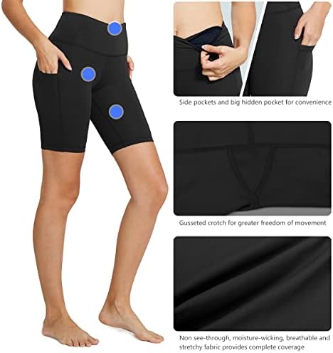 Baleaf Women's 8"/ 5"/ 3" Biker Shorts High Waist Yoga Workout Gym Running Volleyball Spandex Shorts With Pockets
