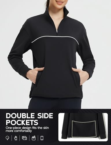 Baleaf Women's Fleece Golf Pullover Water Resistant Half Zip Running Jacket Thermal Shirts Winter Cold Weather Gear