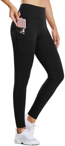 baleaf Women's Fleece Lined Leggings Water Resistant Thermal Winter Warm Tights High Waisted with Pockets Running Gear