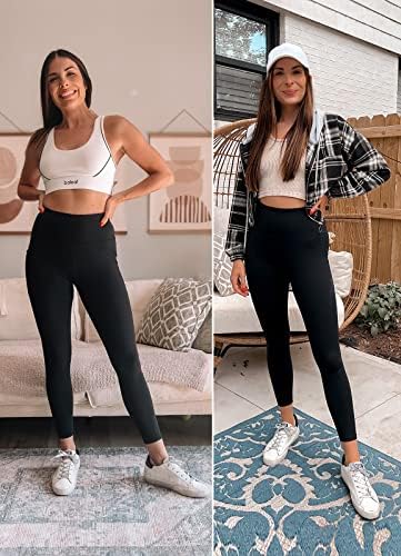 Baleaf Women's Leggings With Pockets Tummy Control Workout High Waisted Athletic Running 7/8 Ultra Soft Gym Yoga Ankle Pants