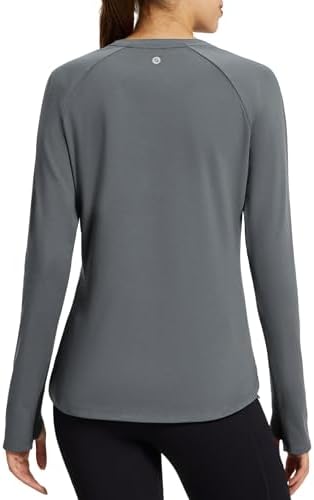 Baleaf Women's Thermal Tops Fleece Lined Shirts Long Sleeve Cold Weather Running Gear Workout Zipper Pocket Thumbholes