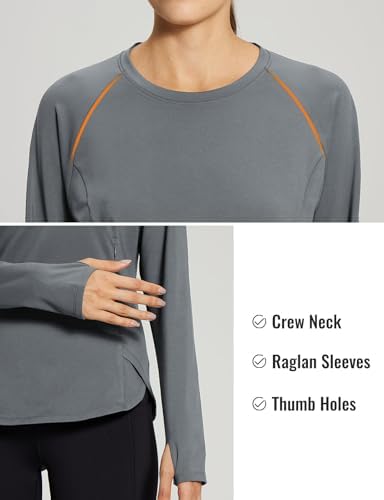 Baleaf Women's Thermal Tops Fleece Lined Shirts Long Sleeve Cold Weather Running Gear Workout Zipper Pocket Thumbholes