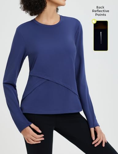 Baleaf Women's Thermal Tops Long Sleeve Fleece Running Shirts Thumbhole Cold Weather Winter Gear Workout Base Layer