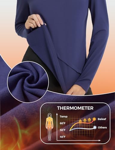 Baleaf Women's Thermal Tops Long Sleeve Fleece Running Shirts Thumbhole Cold Weather Winter Gear Workout Base Layer