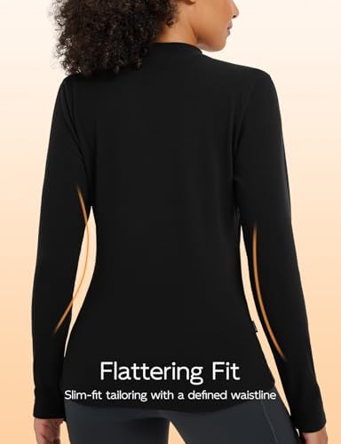 Baleaf Women's Thermal Tops Winter Long Sleeve Shirts Warm Base Layer Running Gear Mock Neck Clothes Workout