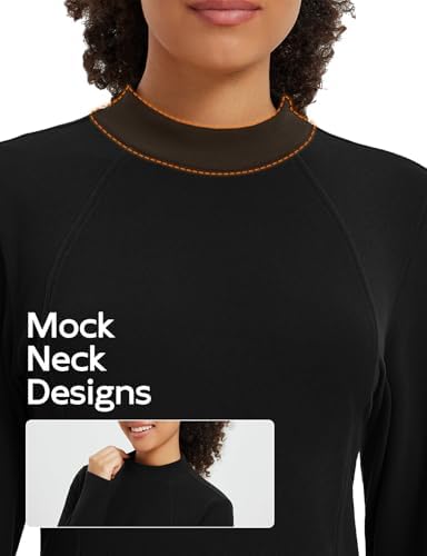 Baleaf Women's Thermal Tops Winter Long Sleeve Shirts Warm Base Layer Running Gear Mock Neck Clothes Workout