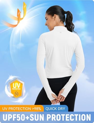 Baleaf Women's UPF 50+ Sun Shirts Protection SPF Crop Jacket UV Protection Long Sleeve Full Zip Clothing Lightweight