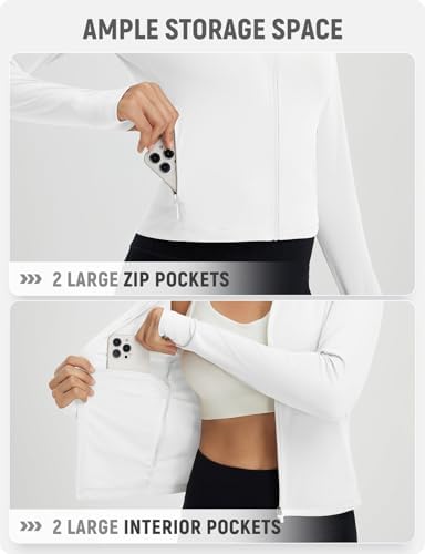 Baleaf Women's UPF 50+ Sun Shirts Protection SPF Crop Jacket UV Protection Long Sleeve Full Zip Clothing Lightweight