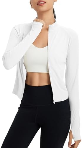 baleaf Women's UPF 50+ Sun Shirts Protection SPF Crop Jacket UV Protection Long Sleeve Full Zip Clothing Lightweight