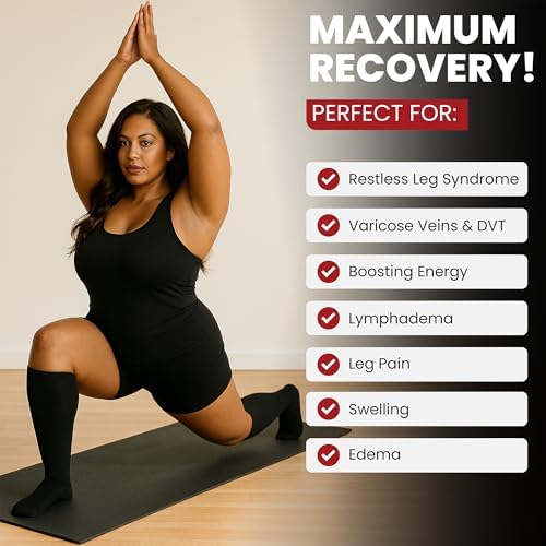 BAMS Plus Size Compression Socks Wide Calf XL XXL XXXL – Graduated Knee-High Support Viscose From Bamboo Easy-On/Easy-Off