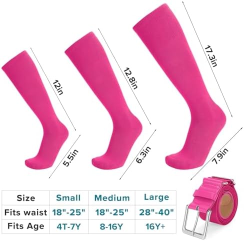 Baseball Socks And Belt Combo For Youth Adult - Softball Socks And Belt For Boys And Grils