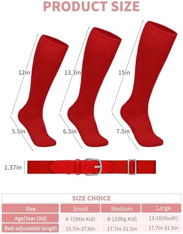 Baseball Socks And Belt Combo Set Cotton Boys Adjustable Baseball Softball Socks And Belt For Boys Girls