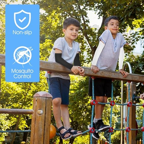 Basketball Arm Sleeve Youth 3 Pairs Youth Compression Sleeve Volleyball Basketball Arm Sleeves Kids For Boys Girls Black White Gray