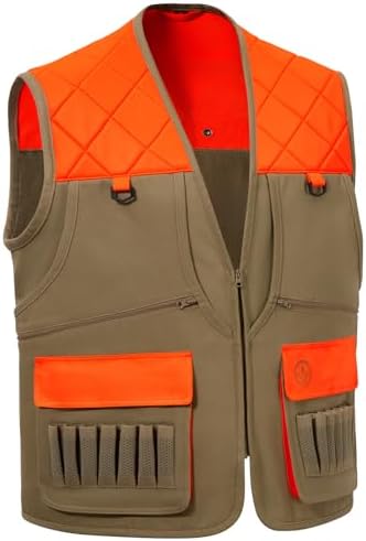 BASSDASH Multi Pockets Upland Field Bird Hunting Vest Blaze Orange Brown Water Resistant Rip Stop for Men Women BASSDASH Multi Pockets Upland Field Bird Hunting Vest Blaze Orange Brown Water Resistant Rip Stop for Men Women