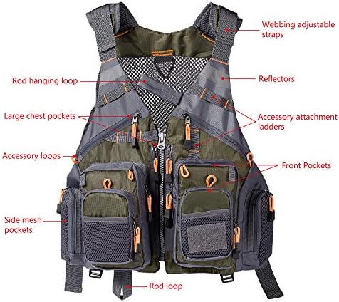 BASSDASH Strap Fishing Vest Adjustable For Men And Women For Fly Bass Fishing And Outdoor Activities