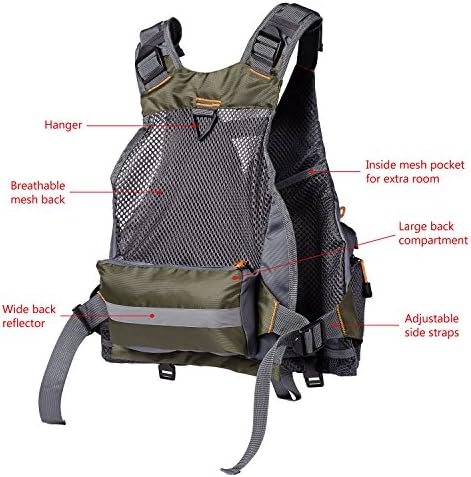 BASSDASH Strap Fishing Vest Adjustable For Men And Women For Fly Bass Fishing And Outdoor Activities