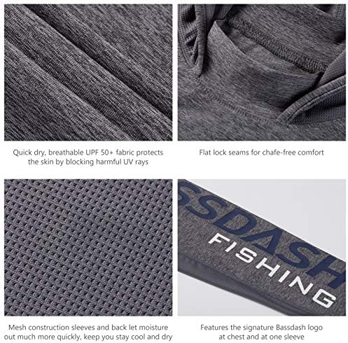 BASSDASH UPF 50+ Men’s UV Sun Protection Long Sleeve Performance Fishing Hoodie Hooded Shirts