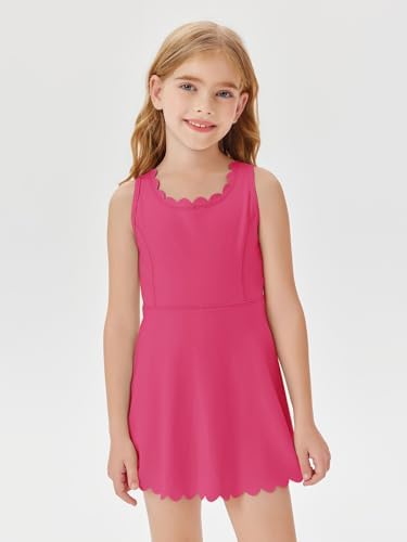 Batermoon Girls Athletic Tennis Dress With Shorts Kids Workout Exercise Golf Skirts Dresses With Pockets