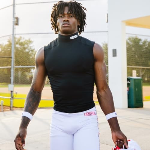 Battle Sports PRO Compression Sleeveless Mock Neck 4 Way Stretch Moisture Wicking For Kids