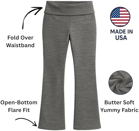 Beat Street Girls Flare Leggings - 3 Pack Athletic Kids Fold Over Waist Bell Bottom Pants For Yoga Dance - Made In USA