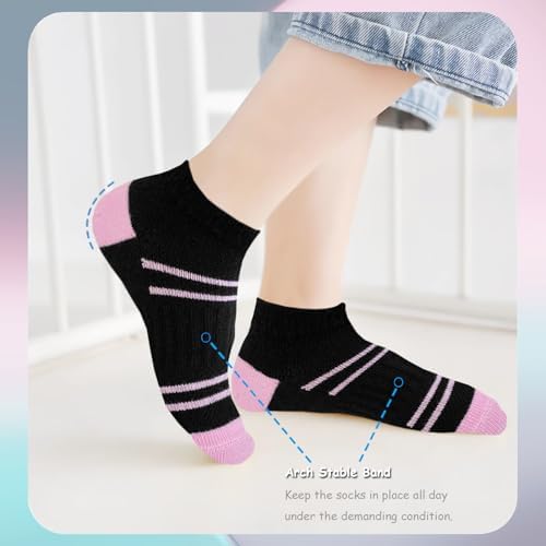 Bemeol 18 Pairs Girls Socks Kids Ankle Socks For Girls Sports Running Low Cut Athletic Sock