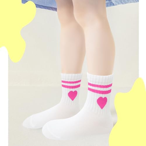 Bemeol Girls Crew Socks 10 Pairs Girl Casual Athletic Cotton Lightweight Stretch Crew Socks For Kids 4-6 6-8 8-10 Years Old