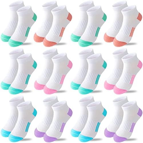 Bemeol Girls Socks 12 Pairs Ankle Athletic Socks Cotton Sports Sock For Little Big Kids