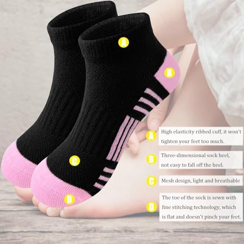 Bemeol Girls Socks 12 Pairs Ankle Socks Girls Athletic Cotton Sports Low Cut Sock For Little Big Kids