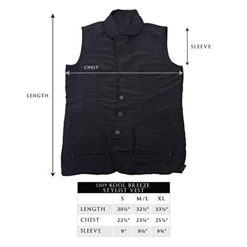 Betty Dain Kool Breeze Mesh Back Salon Stylist Vest Unique Stretch Mesh Back For Breathability Pockets With Zippered Bottoms Button Closure Lightweight Water Resistant Polyester Fabric XL