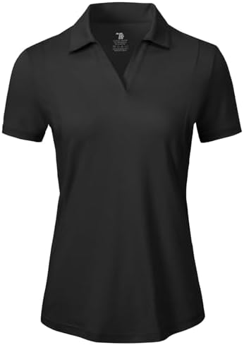 BGOWATU Women's Short Sleeve Golf Tennis Polo Shirts V Neck Collared Workout Tops UV Protection Dry Fit