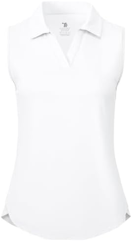 BGOWATU Women's Sleeveless Golf Polo Shirts Collared V Neck Tennis Tank Tops UPF 50+ Quick Dry Lightweight