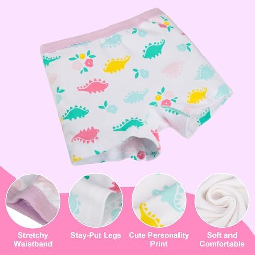 BIG ELEPHANT 10 Pack Toddler Girls' Underwear Boxer Briefs 100% Cotton Super Soft Breathable Panties (3T-10Y)